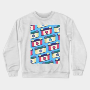 Retro Pinhole Camera Pattern - True Summer Seasonal Color Palette Crewneck Sweatshirt